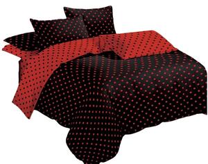 Bavlissimo 7-dílné povlečení puntíky bavlna/mikrovlákno černá červená 140x200 na dvě postele