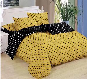 Bavlissimo 7-dílné povlečení puntíky bavlna/mikrovlákno žlutá černá 140x200 na dvě postele