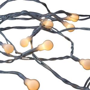 DECOLED LED světýlka na baterie, kouličky, 2,1 m, teple bílá, 10 diod, čirý kabel, IP20 interiér, 3 × AA