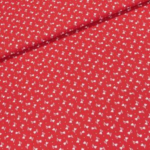 Bavlněné plátno 103000/13794 RED, bílé tulipánky na červené, š.140cm (látka v metráži)