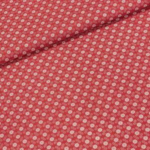 Bavlněné plátno 103000/13234 RED, bílé kvítky a spirálky na červené, š.140cm (látka v metráži)