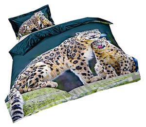 Bavlissimo Dvoudílné povlečení bavlna/mikrovlákno leopardi zelená 140x200, 70x90