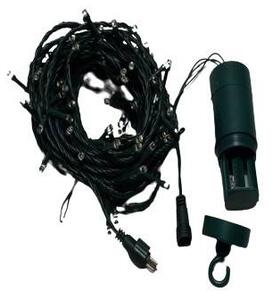 DECOLED LED světýlka na baterie, venkovní, 5,2 m, ledově bílá, tmavě zelený kabel, IP44, 4 × AA