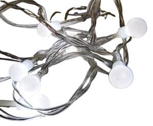 DECOLED LED světýlka na baterie, kouličky, 2,1 m, ledově bílá, 10 diod, IP20 interiér, 3 × AA