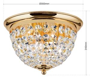 Orion DLU 1840/35-Křišťálové str. svítidlo PLAFOND 3xE27/40W/230V pr.35 cm zlatá