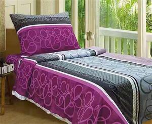 Lida 2-dílné povlečení ornamenty bavlna/mikrovlákno fialová šedá 140x200 na jednu postel množství v balení: 1 x přikrývka, 1 x polštář