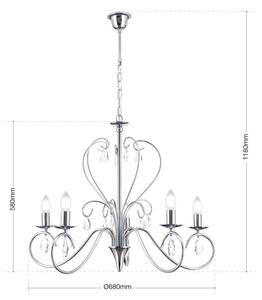 Orion LU 1658/5 - Křišťálový lustr na řetězu ALESSIA 5xE14/40W/230V lesklý chrom