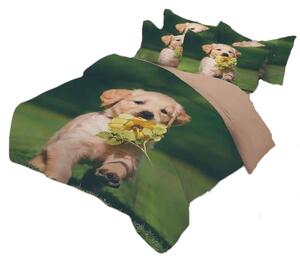 Sendia 7-dílné povlečení pes růže 3 D zelená 140x200 na dvě postele
