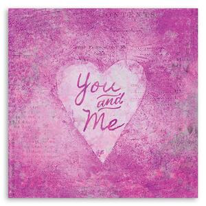 Obraz na plátně Růžový nápis You and Me - Andrea Haase Rozměry: 30 x 30 cm