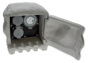 Ecolite Zahradni sloupek se zásuvkami XSTA-222GT Kamenný sloupek STONE 2, 2x z
