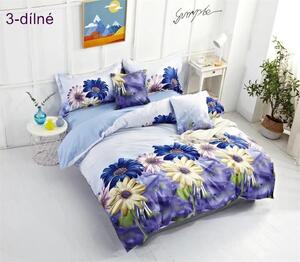 Sendia 3-dílné krepové povlečení květy modrá světlá 140x200 na jednu postel
