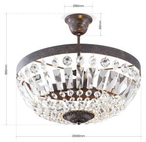 Orion DL 7-487/3-Křišť. lustr na tyči ARILA 3xE14/40W/230V pr.40 cm hnědá/patina