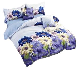Sendia 3-dílné krepové povlečení květy modrá světlá 140x200 na jednu postel