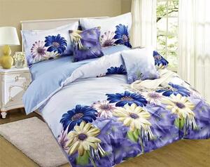 Sendia 7-dílné krepové povlečení květy modrá světlá 140x200 na dvě postele