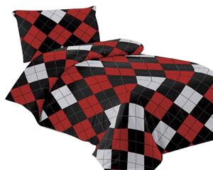 Bavlissimo 2-dílné povlečení čtverce černá červená šedá 140x200 na jednu postel