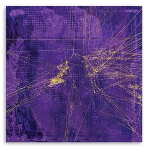 Obraz na plátně Zlaté pruhy fialové pozadí - Andrea Haase Rozměry: 30 x 30 cm