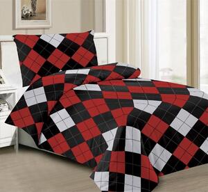 Bavlissimo 2-dílné povlečení čtverce černá červená šedá 140x200 na jednu postel