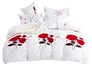 Bavlissimo 3-dílné povlečení růže bílá červená 140x200 na jednu postel