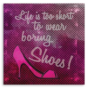 Obraz na plátně Růžové boty s nápisy - Andrea Haase Rozměry: 30 x 30 cm