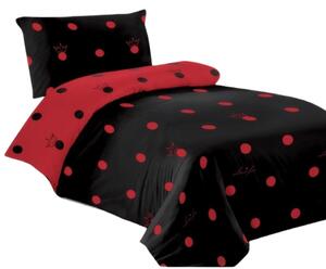Bavlissimo 2-dílné povlečení love černá červená 140x200 na jednu postel