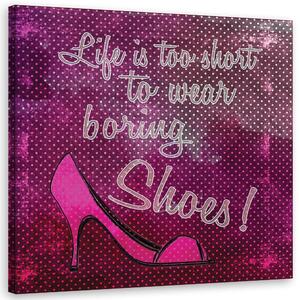 Obraz na plátně Růžové boty s nápisy - Andrea Haase Rozměry: 30 x 30 cm