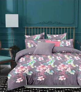 Bavlissimo 2-dílné povlečení menší květy šedá 140x200 na jednu postel