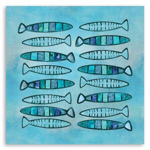 Obraz na plátně Jako ručně malované modré ryby - Andrea Haase Rozměry: 30 x 30 cm