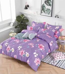 Bavlissimo 2-dílné povlečení květy fialová 140x200 na jednu postel