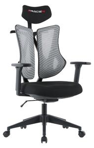 Herní ergonomická židle ERACER H3246 — síť / látka, šedá / černá