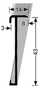 Schodový profil 14 x 43 mm pro krytiny do 3 mm (šroubovací) | Küberit 845 Stříbro F4