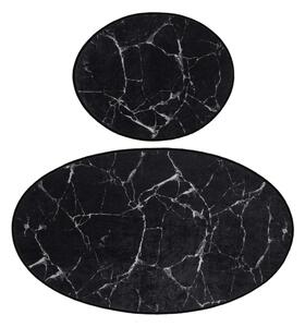 SADA 2x Koupelnová předložka MARBLE 50x60/60x100 cm černá