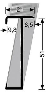 Schodový profil 21 x 51 mm pro krytiny do 9,8 mm (šroubovací) | Küberit 847 Stříbro F4