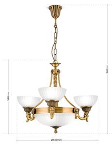 Orion LU 1689/3+3 - Lustr na řetězu ROCCA 6xE27/60W/230V pr. 64 cm bronz/bílá