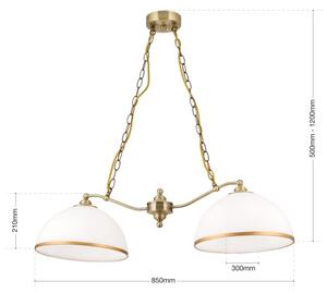 Orion HL 6-1810/2 - Lustr na řetězu OLD LAMP 2xE27/40W/230V bílá/mosaz