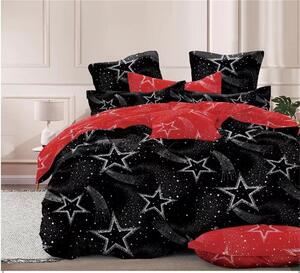 Bavlissimo 7-dílné povlečení kometa černá červená 140x200 na dvě postele