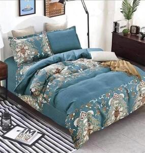 Bavlissimo 7-dílné povlečení bavlna ornament modrozelená 140x200 na dvě postele