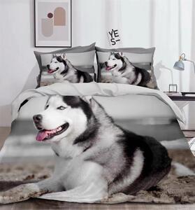 Bavlissimo 7-dílné povlečení pes 3 D šedá 140x200 na dvě postele