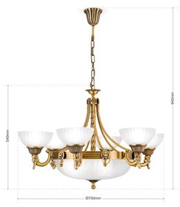 Orion LU 1689/6+3 - Lustr na řetězu ROCCA 9xE27/60W/230V pr. 75 cm bronz/bílá