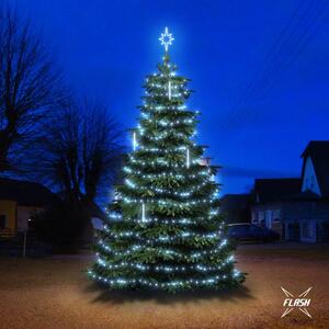 DECOLED LED světelná sada na stromy vysoké 6-8m, ledová bílá s Flash, s padajícím sněhem