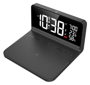 Solight CA06 - LED Budík s LCD displejem a bezdrátovým nabíjením Qi LED/10W/230V