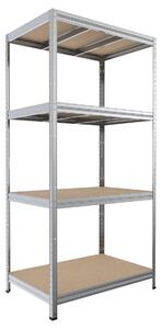 Kovový regál Biedrax 35 x 120 x 180 cm, pozink, 4 police MDF, nosnost 200 kg na polici
