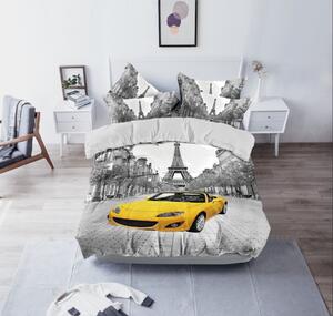 Bavlissimo 3-dílné povlečení auto 3 D žlutá 140x200 na jednu postel