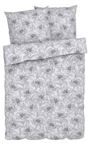 Livarno home Ložní povlečení Renforcé, 200 x 220 cm, 70 x 90 cm (květiny/bílá/šedá) (100391940001)