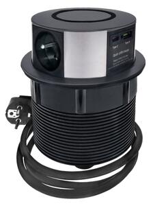 SolightPP120CW-PD20-B-Zásuv. sloupek pro desku stolu s Qi 3x230V+1xUSB-A+1xUSB-C