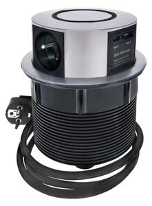 Solight PP120CW-PD20- Zásuv. sloupek pro desku stolu s Qi 3x230V+1xUSB-A+1xUSB-C