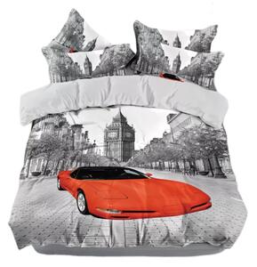 Bavlissimo 3-dílné povlečení auto 3 D červená 140x200 na jednu postel