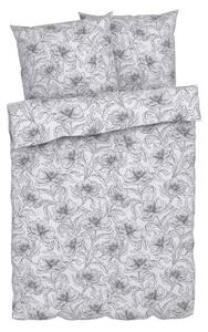 Livarno home Ložní povlečení Renforcé, 200 x 220 cm, 70 x 90 cm (květiny/bílá/šedá) (100391940001)