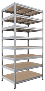 Regál do technické místnosti Biedrax 35 x 75 x 210 cm, pozink, 8 polic MDF, nosnost 300 kg na polici
