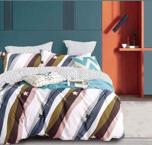 Bavlissimo 7-dílné povlečení barevné pruhy 140x200 na dvě postele