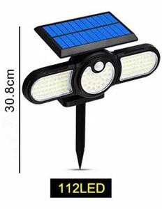 HJ Solární LED světlo s čidlem pohybu a třemi reflektory, 112 LED
